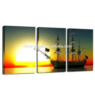 Sailing Boat At Sea Canvas Wall Art/Sunset Wall Art for Home and Office Decor/Sea Scenery Picture Giclee Printing